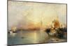 Venedig bei Sonnenuntergang mit der Santa Maria della Salute und dem Dogenpalast. 1902-Thomas Moran-Mounted Giclee Print