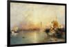 Venedig bei Sonnenuntergang mit der Santa Maria della Salute und dem Dogenpalast. 1902-Thomas Moran-Framed Giclee Print