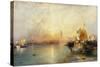 Venedig bei Sonnenuntergang mit der Santa Maria della Salute und dem Dogenpalast. 1902-Thomas Moran-Stretched Canvas