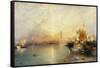 Venedig bei Sonnenuntergang mit der Santa Maria della Salute und dem Dogenpalast. 1902-Thomas Moran-Framed Stretched Canvas