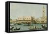 Venedig, Dogenpalast Und Marcusplatz Vom Bacino Di San Marco-Canaletto-Framed Stretched Canvas