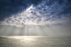 Panorama Landscape Image of Sun Beams over Calm Sea at Sunset-Veneratio-Photographic Print