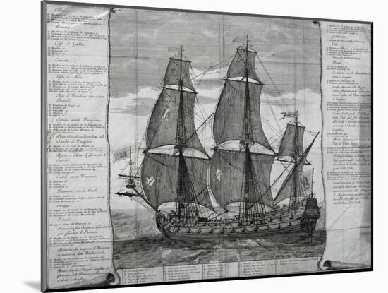 Venetian 48-Gun Ship, 18th Century-null-Mounted Giclee Print