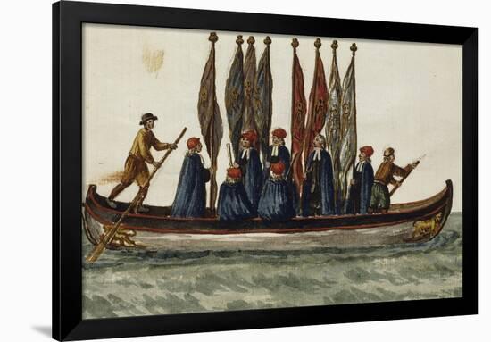 Venetian Boat Decked Out For-null-Framed Giclee Print