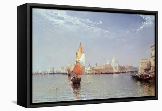 Venetian Canal Scene with the Salute in the Distance-Arthur Joseph Meadows-Framed Stretched Canvas