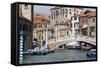 Venetian canal, Venice, UNESCO World Heritage Site, Veneto, Italy.-Nico Tondini-Framed Stretched Canvas