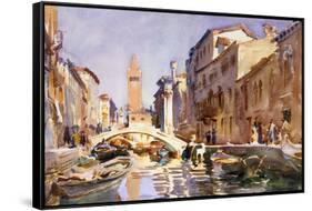 Venetian canal.-John Singer Sargent-Framed Stretched Canvas