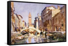 Venetian canal.-John Singer Sargent-Framed Stretched Canvas