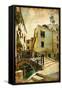 Venetian Channels - Artwork In Retro Style-Maugli-l-Framed Stretched Canvas