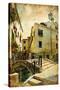 Venetian Channels - Artwork In Retro Style-Maugli-l-Stretched Canvas