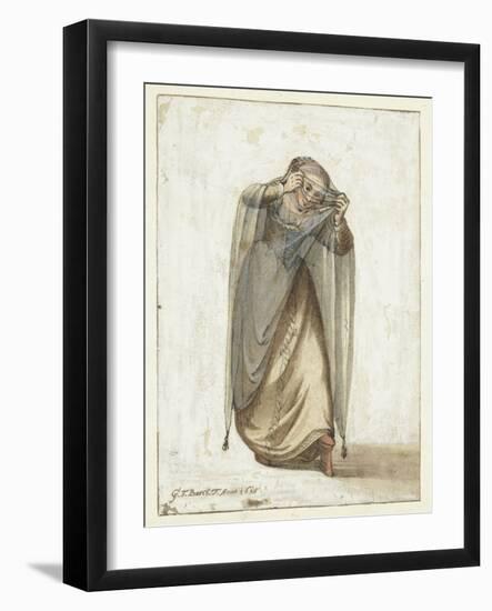 Venetian Courtesan, 1660-70 (W/C on Paper)-Gerard Terborch-Framed Giclee Print