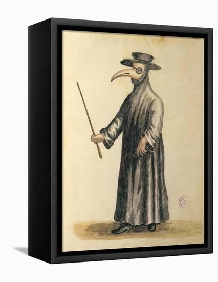 Venetian Doctor During the Time of the Plague-Jan van Grevenbroeck-Framed Stretched Canvas