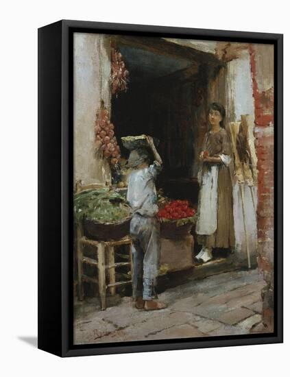 Venetian Fruit Shop-Theodore Robinson-Framed Stretched Canvas