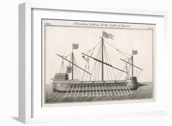 Venetian Galley at the Time of the Battle of Lepanto-null-Framed Art Print