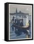 Venetian Gondola by the Light of the Moon-Auguste Leroux-Framed Stretched Canvas