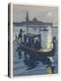 Venetian Gondola by the Light of the Moon-Auguste Leroux-Stretched Canvas