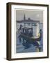 Venetian Gondola by the Light of the Moon-Auguste Leroux-Framed Art Print