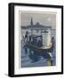 Venetian Gondola by the Light of the Moon-Auguste Leroux-Framed Art Print