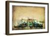 Venetian Gondolas - Artwork in Painting Style-Maugli-l-Framed Premium Giclee Print