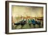 Venetian Gondolas - Artwork In Painting Style-Maugli-l-Framed Premium Giclee Print