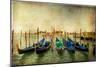 Venetian Gondolas - Artwork In Painting Style-Maugli-l-Mounted Premium Giclee Print