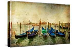 Venetian Gondolas - Artwork In Painting Style-Maugli-l-Stretched Canvas