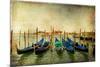 Venetian Gondolas - Artwork In Painting Style-Maugli-l-Mounted Art Print