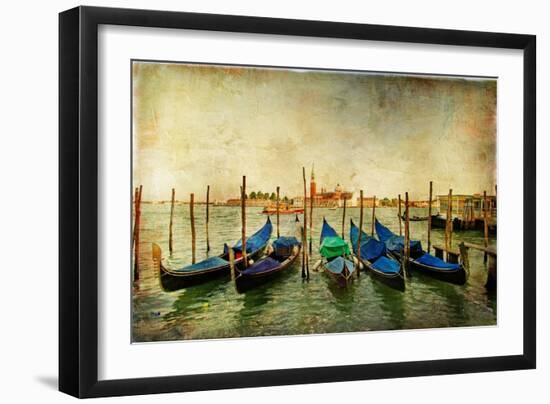 Venetian Gondolas - Artwork In Painting Style-Maugli-l-Framed Art Print