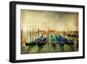 Venetian Gondolas - Artwork In Painting Style-Maugli-l-Framed Art Print