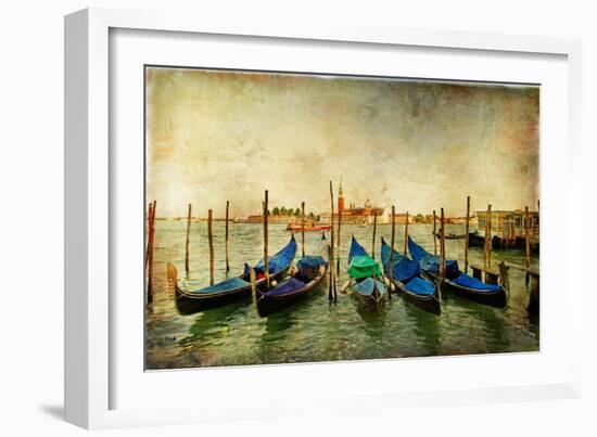 Venetian Gondolas - Artwork In Painting Style-Maugli-l-Framed Art Print