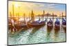 Venetian Gondolas at Sunrise, Venice, Italy-sborisov-Mounted Photographic Print