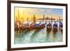 Venetian Gondolas at Sunrise, Venice, Italy-sborisov-Framed Photographic Print