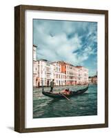 Venetian Gondolier Punts Gondola in Venice, Italy-World Image-Framed Photographic Print