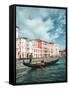 Venetian Gondolier Punts Gondola in Venice, Italy-World Image-Framed Stretched Canvas