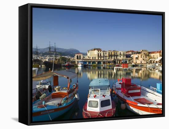 Venetian Harbour, Rethymno, Crete, Greece-Walter Bibikow-Framed Stretched Canvas