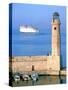 Venetian Lighthouse and the Ferry to Piraeus, Rethymnon, Crete, Greece-Peter Thompson-Stretched Canvas