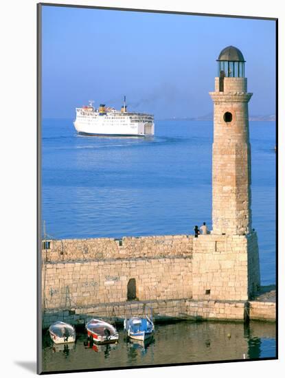 Venetian Lighthouse and the Ferry to Piraeus, Rethymnon, Crete, Greece-Peter Thompson-Mounted Photographic Print