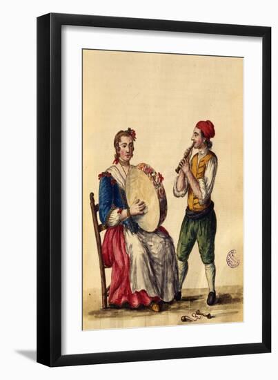 Venetian Musician (Pen & Ink and W/C on Paper)-Jan van Grevenbroeck-Framed Giclee Print