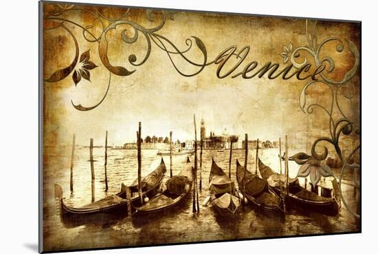 Venetian Pictures - Artwork in Retro Style-Maugli-l-Mounted Art Print