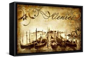 Venetian Pictures - Artwork in Retro Style-Maugli-l-Framed Stretched Canvas