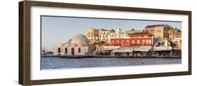 Venetian Port and Turkish Mosque Hassan Pascha at the Old Town of Chania, Crete, Greek Islands-Markus Lange-Framed Photographic Print