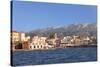 Venetian Port and Turkish Mosque Hassan Pascha in Front of Lefka Ori Mountains (White Mountains)-Markus Lange-Stretched Canvas