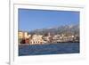 Venetian Port and Turkish Mosque Hassan Pascha in Front of Lefka Ori Mountains (White Mountains)-Markus Lange-Framed Photographic Print