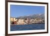 Venetian Port and Turkish Mosque Hassan Pascha in Front of Lefka Ori Mountains (White Mountains)-Markus Lange-Framed Photographic Print