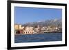 Venetian Port and Turkish Mosque Hassan Pascha in Front of Lefka Ori Mountains (White Mountains)-Markus Lange-Framed Photographic Print