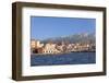 Venetian Port and Turkish Mosque Hassan Pascha in Front of Lefka Ori Mountains (White Mountains)-Markus Lange-Framed Photographic Print