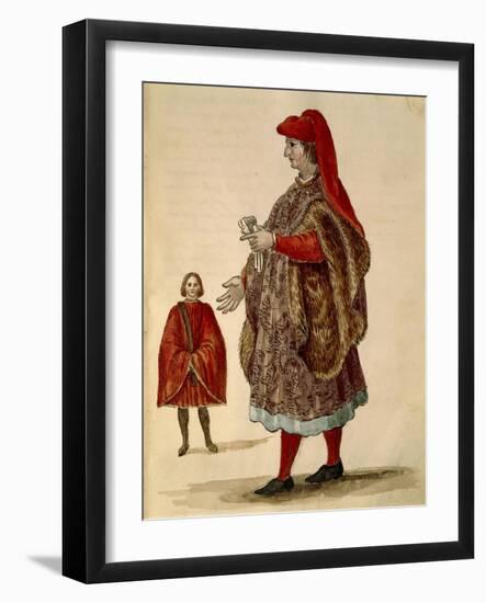Venetian Senator Wearing "Dogalina", Formal Robe with Wide Sleeves-Jan van Grevenbroeck-Framed Giclee Print