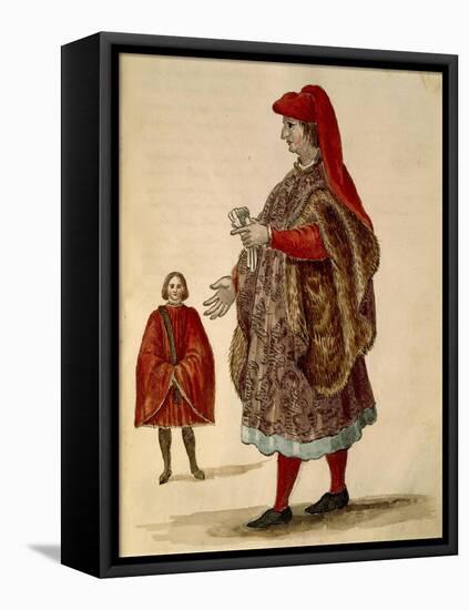 Venetian Senator Wearing "Dogalina", Formal Robe with Wide Sleeves-Jan van Grevenbroeck-Framed Stretched Canvas