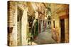 Venetian Streets - Artwork In Painting Style-Maugli-l-Stretched Canvas