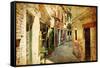 Venetian Streets - Artwork In Painting Style-Maugli-l-Framed Stretched Canvas